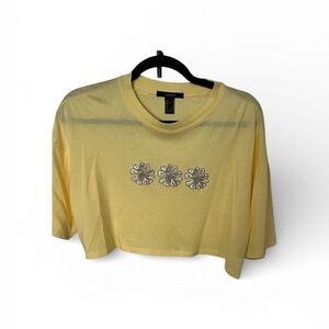 Sequin Yellow Floral Crop Top